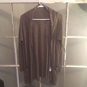 Long hooded cardigan